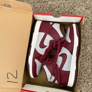 Nike Burgundy and White High-Top Sneakers